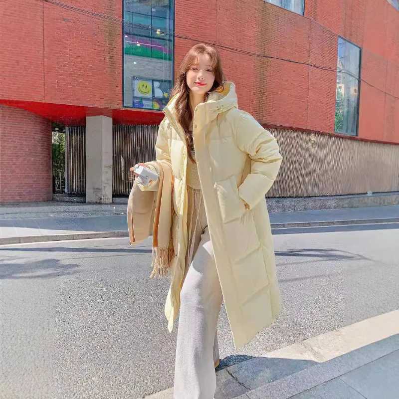 Casual Puffer Coats for Women Thick Warm Down Jacket Long Puffer Coats Windproof Outerwear Simple Solid Sweet Snow Winter NewX241019