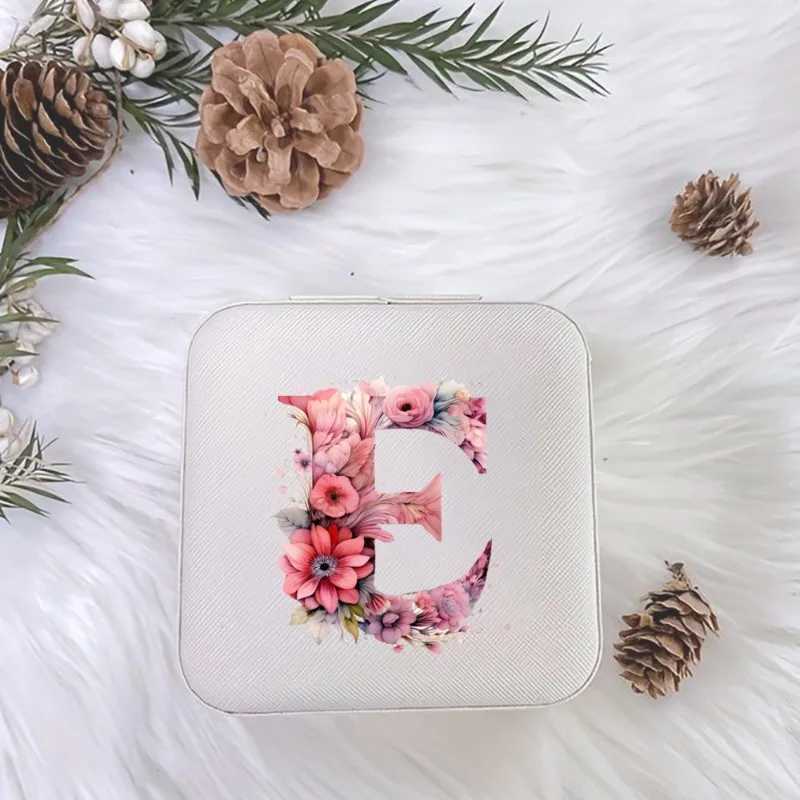 Flower Alphabet Print Jewelry Box Travel Girl Jewelry Box Wedding Bridal Maid Recommendation Mothers Birthday Best Gift Ring Box W241019
