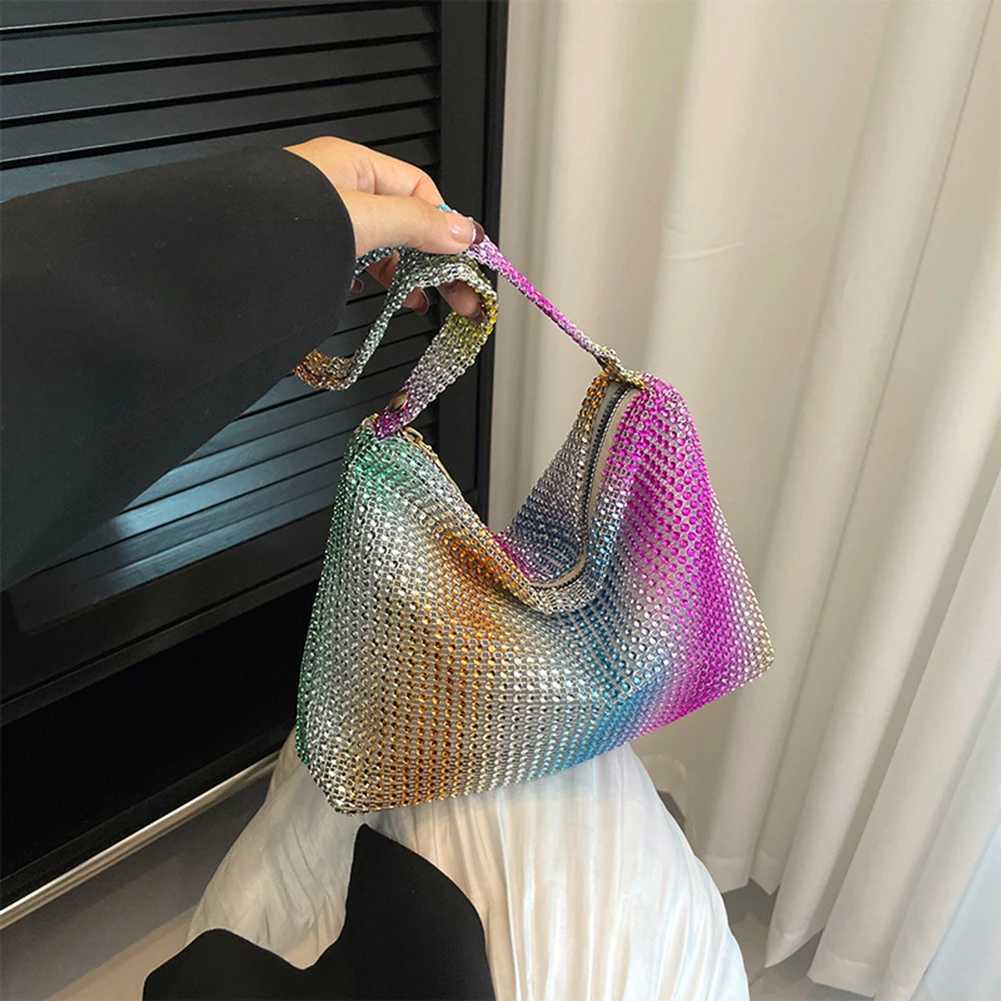 Sparkling Evening Dinner Clutch Bag Zipper Closure Womens Fashion Evening Bag Water Diamond Decoration Large Capacity Bottom Bag Y241019