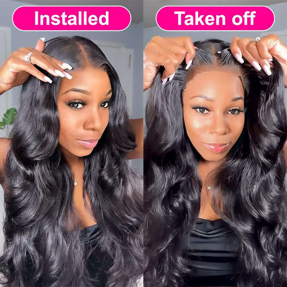 Wig Density Glueless Human Hair Ready To Wear Body Wave Pre Plucked Cut Lace And Go X Closure