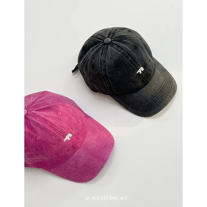 Vintage Pink Washed Cotton Baseball Cap for Women Spring Summer Sun Hat Embroidered Peaked Cap 241009