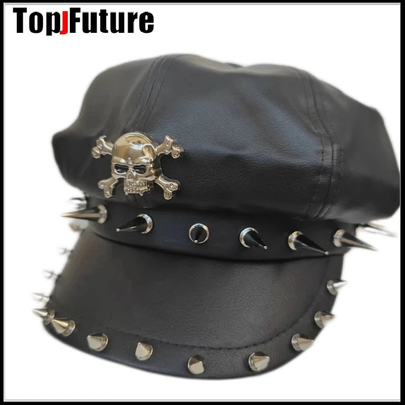Harajuku Gothic Lolita Steampunk Hat with Rivet Nails Y2K Girls Metal Punk Nail Decor Hat 241018