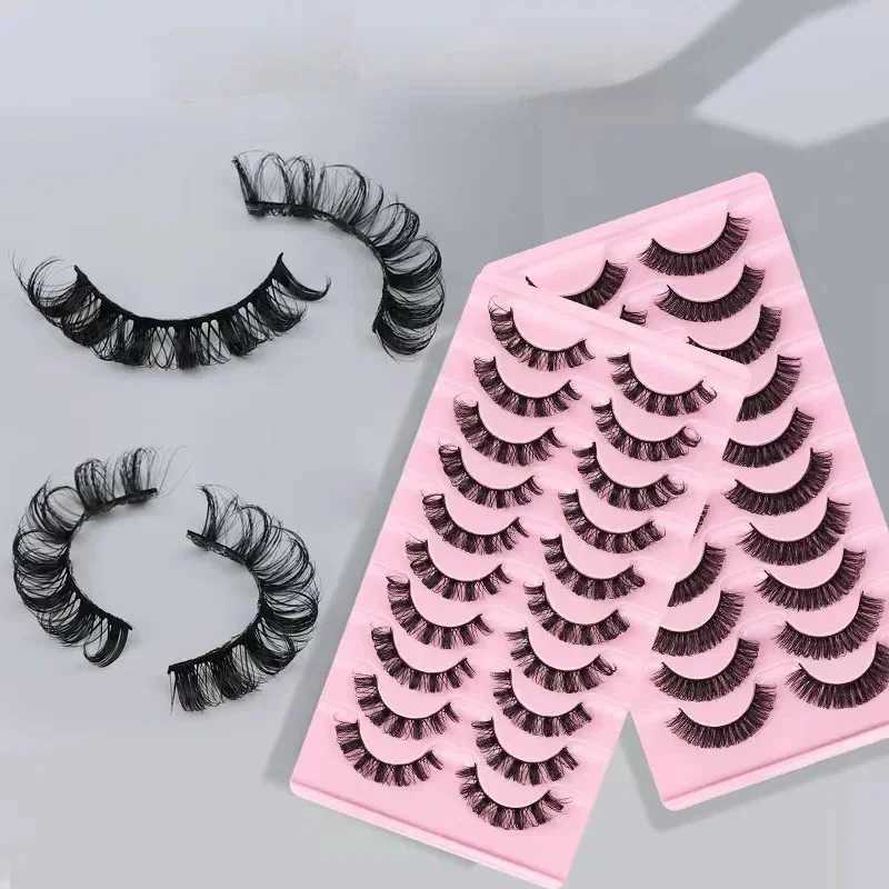 russian 10Pairs Lashes 3D Mink strip lash Dramatic False Eyelashes Faux Cils Makeup Wholesale Fake Eyelash ExtensionXJ2410
