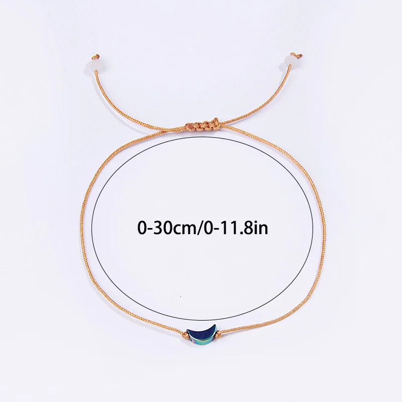 Creative Fashionable Moon Bracelet Natural Black Gallstone Woven Telescope Bracelet Couples Friend Leisure Travel Bracelet 241018