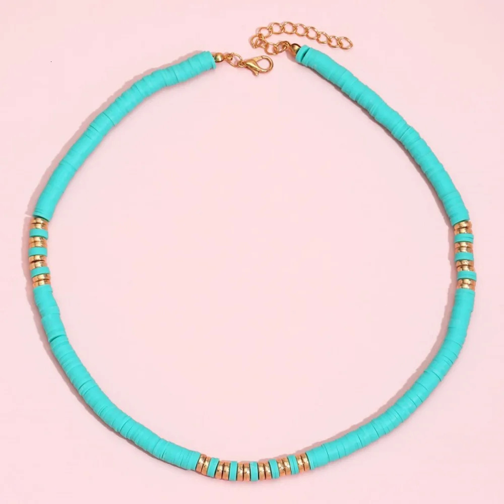 Bohemian polymer clay necklace soft ceramic necklace colorful surfing bead necklace handmade womens jewelry gift 241018