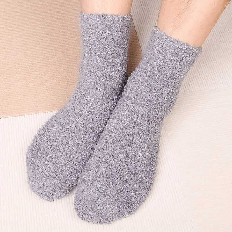 Thicken Thermal Socks Men Winter Warm Coral Velvet Fleece Fluffy Socks Harajuku Solid Color Loose Sleep Floor Terry Fuzzy SockXJ241019