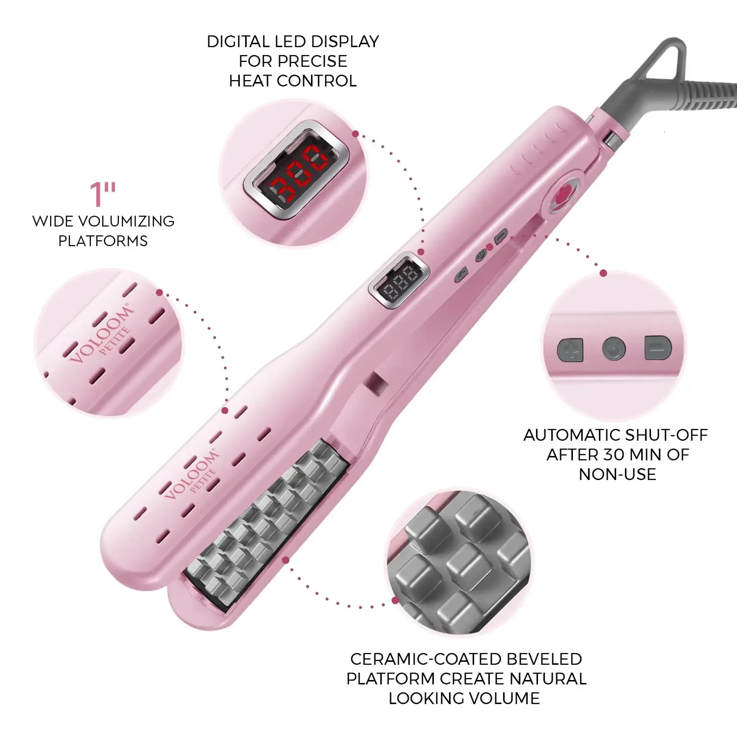 Petite 1-inch professional volume ceramic hair iron for medium length or fine textured hair volume adjustable stamps 241018