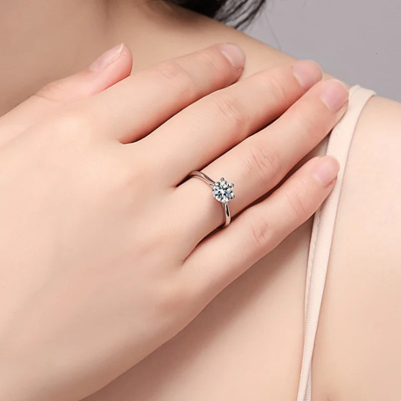 Smyoue 0.3CT/0.5CT/1CT/2CT/2CT/3CT Card Ring suitable for womens sparkling wedding bands 100% genuine 925 sterling silver jewelry 241007