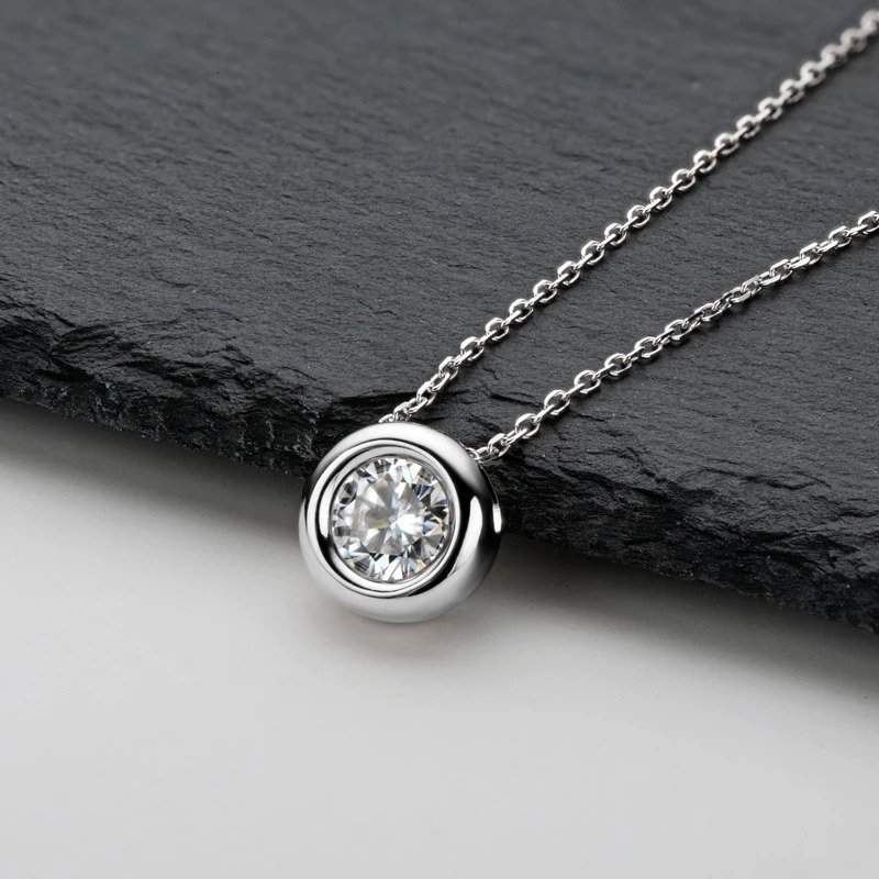1ct 2ct 3ct D VVS1 framed bubble pendant necklace suitable for women and men 100% 925 silver 18K rose gold plated GRA jewelry gift 241018