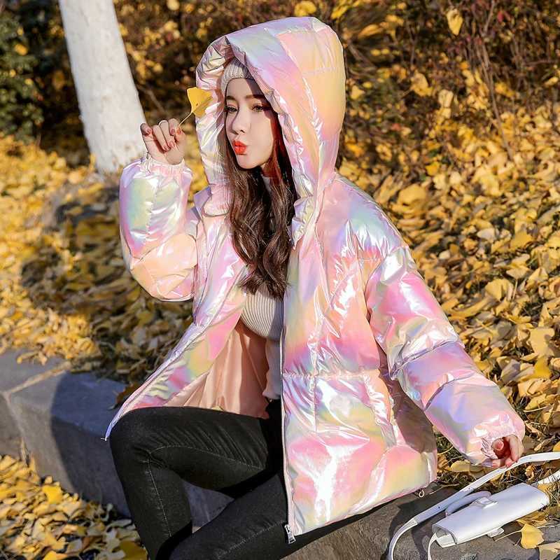Women's Down Parkas 2023 New Winter Jacket Coats Womens Parkas Hooded Glossy Down Cotton Jacket Warm and Casual Parka Padded Cotton Coat Womens P