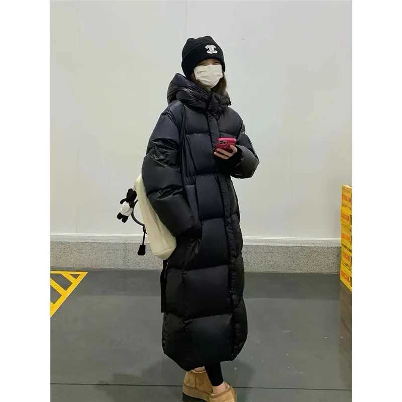 Black Winter Womens Down Puffer Jackets Baggy Thickening Warm Oversize Clothing Boutique Clothes Cotton Medium and Long CoatsX241019