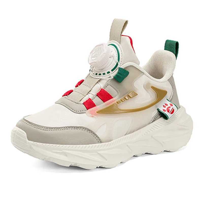 Athletic Outdoor Autumn leather childrens sports shoes rotating buckle outdoor boys running shoes soft sole anti slip teeth casual sports shoes H24101