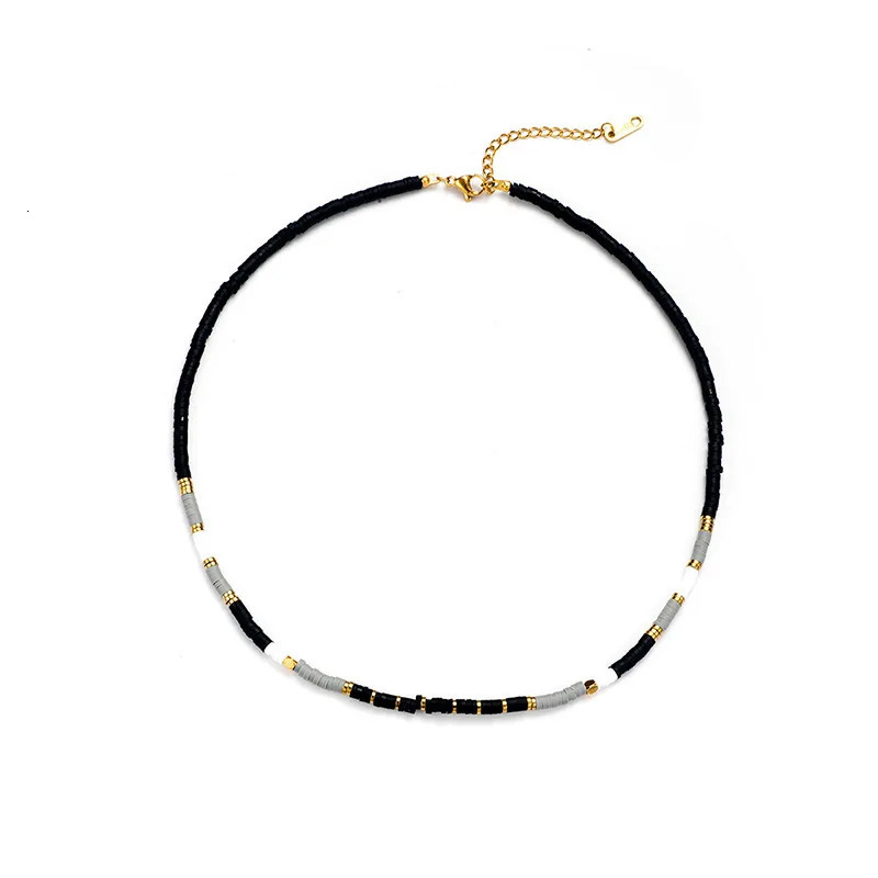 plated 14K gold small fresh elastic soft clay woven pendant necklace suitable for womens beach travel jewelry 241018