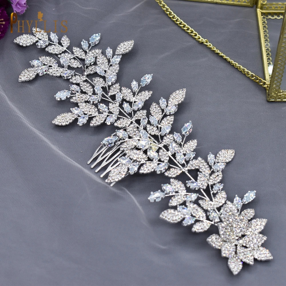 A61 Fashionable Bridal Headpiece Zircon Wedding Comb with Cube Luxury Bucket Hair Wedding Accessories Bridal Crown 241018