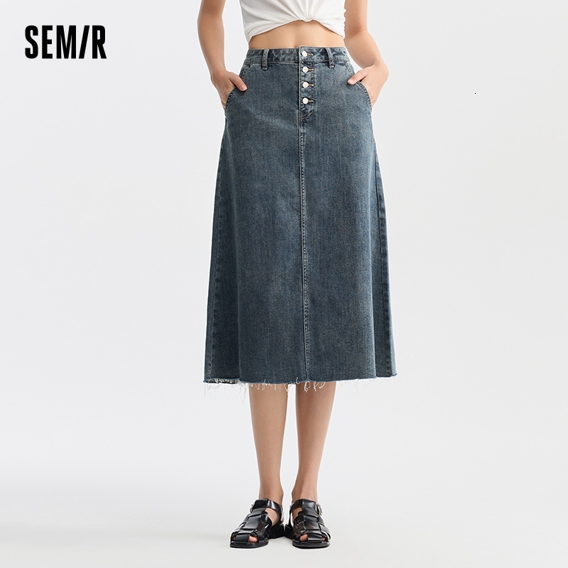 Semir Women Denim A-E 2024 Summer New Trendy Retro Style Cool And Versatile Long Skirt