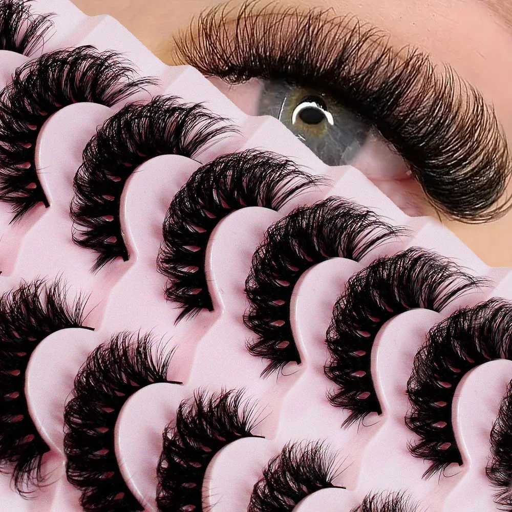 Eyelashes 7 Pairs Wispy False Lashes Natural Look Fake Eyelashes Cat Eye Lashes Faux Mink Fluffy Strip False Lashes PackXJ587