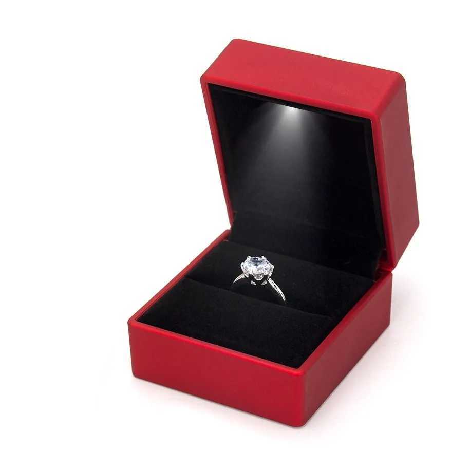 LED ring necklace box engagement ring storage box jewelry display gift box packaging display box lightbox wholesale W241019