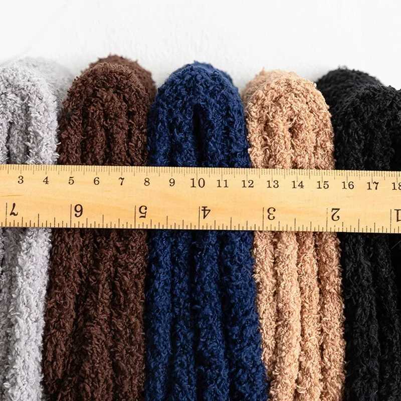 3Pairs Winter Warm Coral Fleece Socks Men Solid Loose Sleeping Sock Velvet Home Fluffy Stocking Thicken Thermal Sox CalcetinesXJ241019