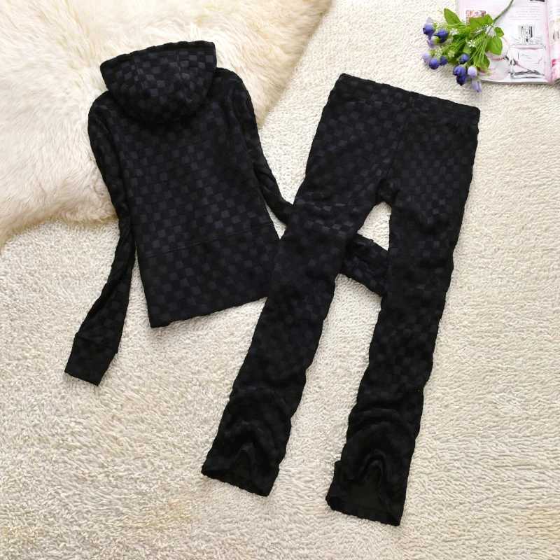 Women's Two Piece Pants Juiyc Cometure Velvet Tracksuit 100% Cotton Womens Hooded Sweatshirt Solid Color Casual Sports Suit + Women Straight Pant
