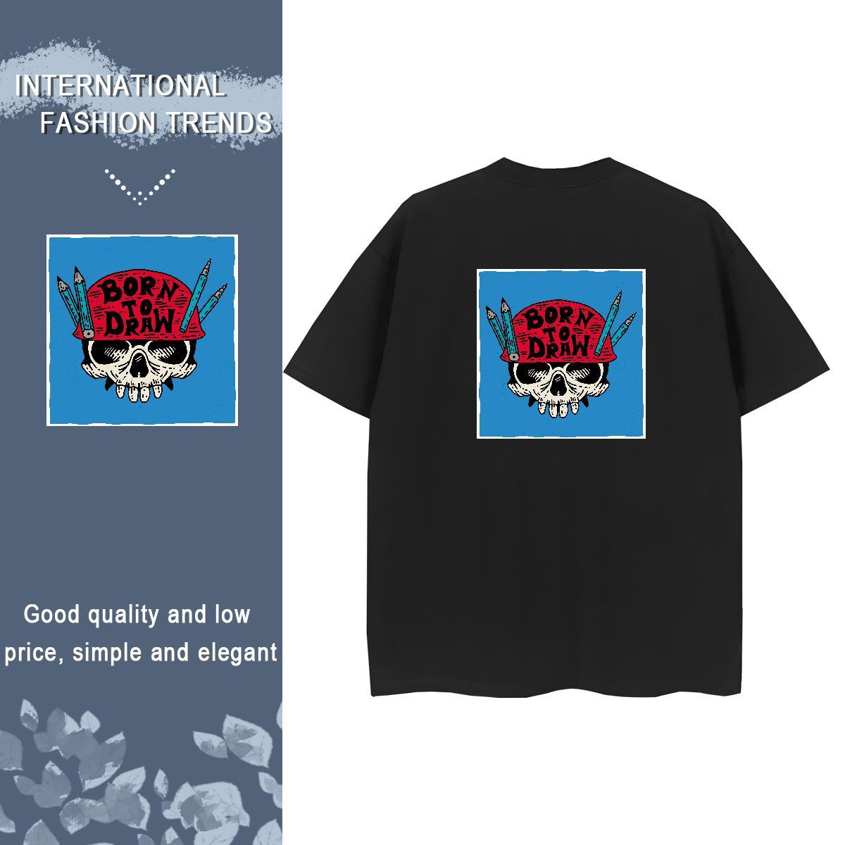 2024 T-Shirts for Women 100% Cotton 230g Comfortable High Street Hip Hop skull Women Tshirts High quality Custom Printed Clothes