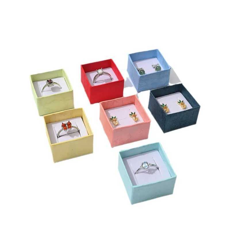6 pieces/batch 4 * 4cm square ring box paper bead treasure box ring earring storage container jewelry gift box bow jewelry display box W241019