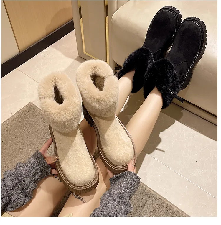 2024 New Anti Slip Designer Boot Khaki Black Outdoor Snow Boots Large Women's Shoes Size 36-42