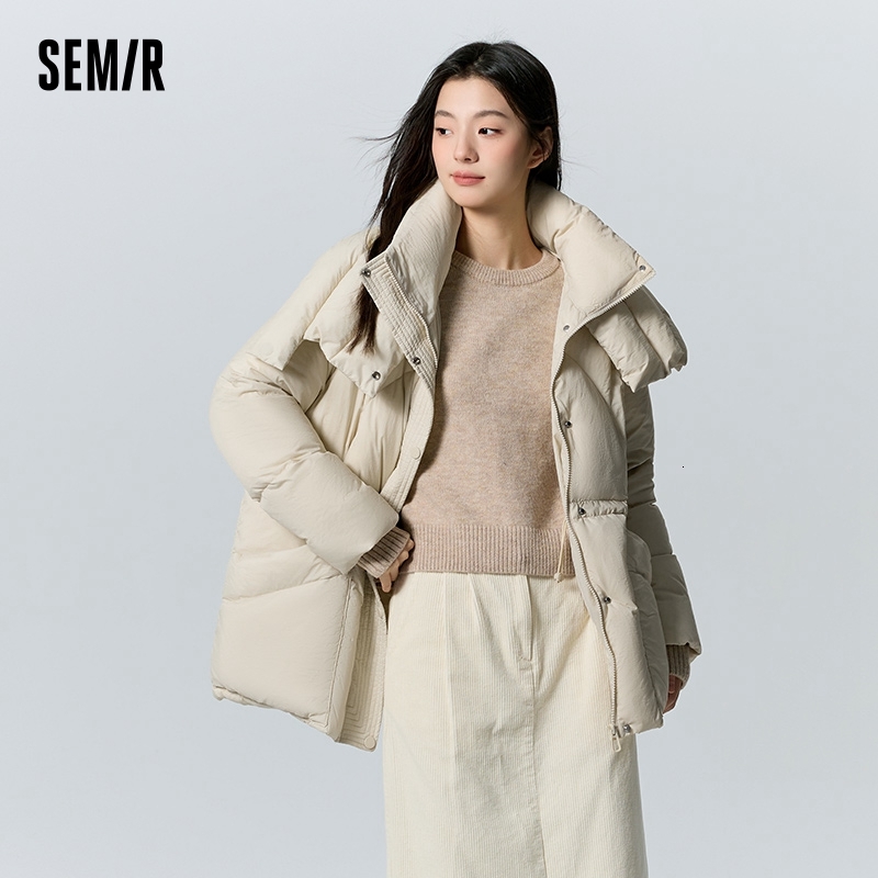 Semir Down Jacket Women Medium Length Loose 2023 New Textured Warm Winter Wear