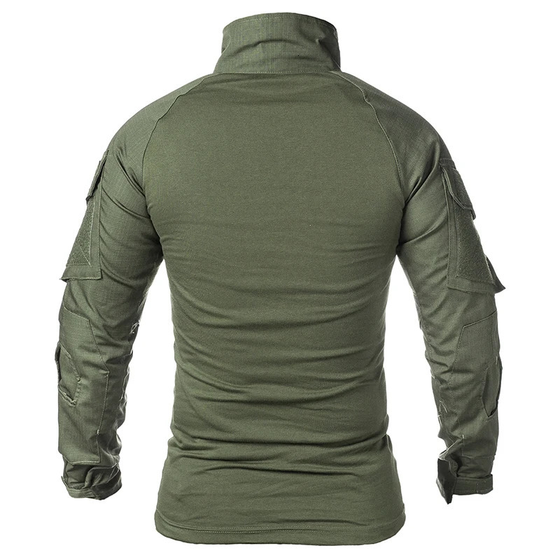 1/4 zipper long sleeved tactical shirt mens Rip Stop cotton battle shirt camouflage uniform T-shirt 241018