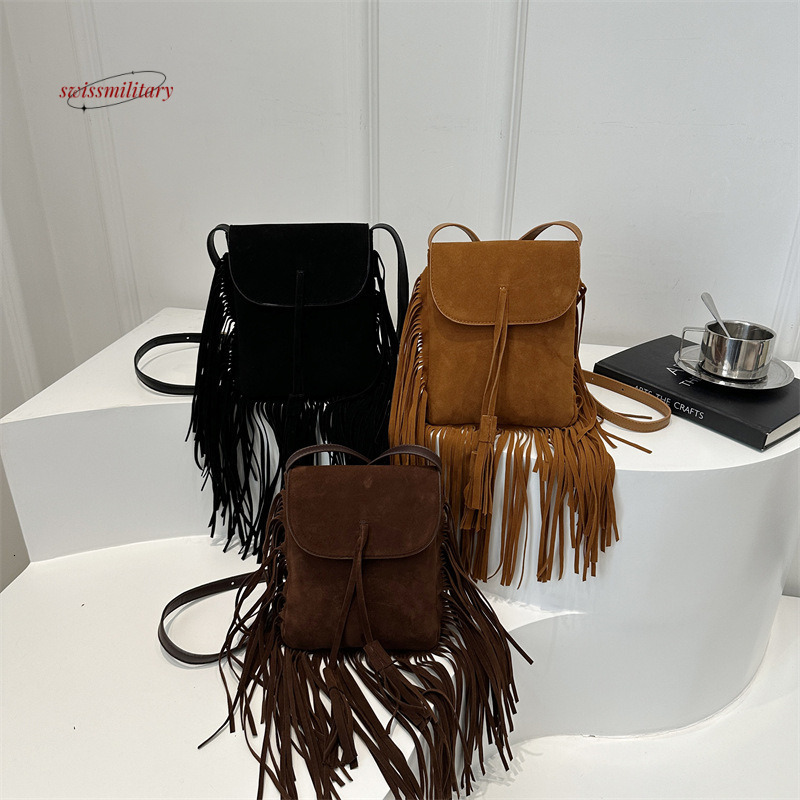 Bohemian chic Su women's 2024 autumn and winter new fashion shoulder crossbody frosted small bag #15 swissmilitary
