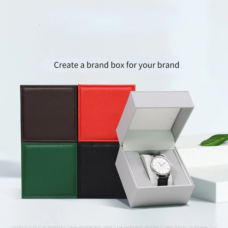 Free custom text watch box gift packaging special car line flip PU leather storage watch box display brand organization 241018