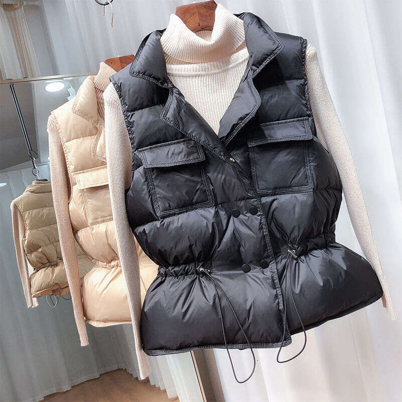 2024 New Ultra Light Women Short Vest Windproof Lightweight Warm Waistcoat Female White Duck Down Coat Sleeveless