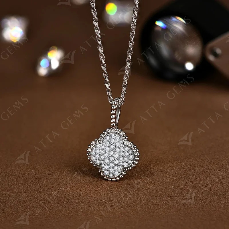 Attachment Womens D-color Full Round Necklace S925 Solid Silver Sparkling Pendant Engagement Wedding Party Gift 241018