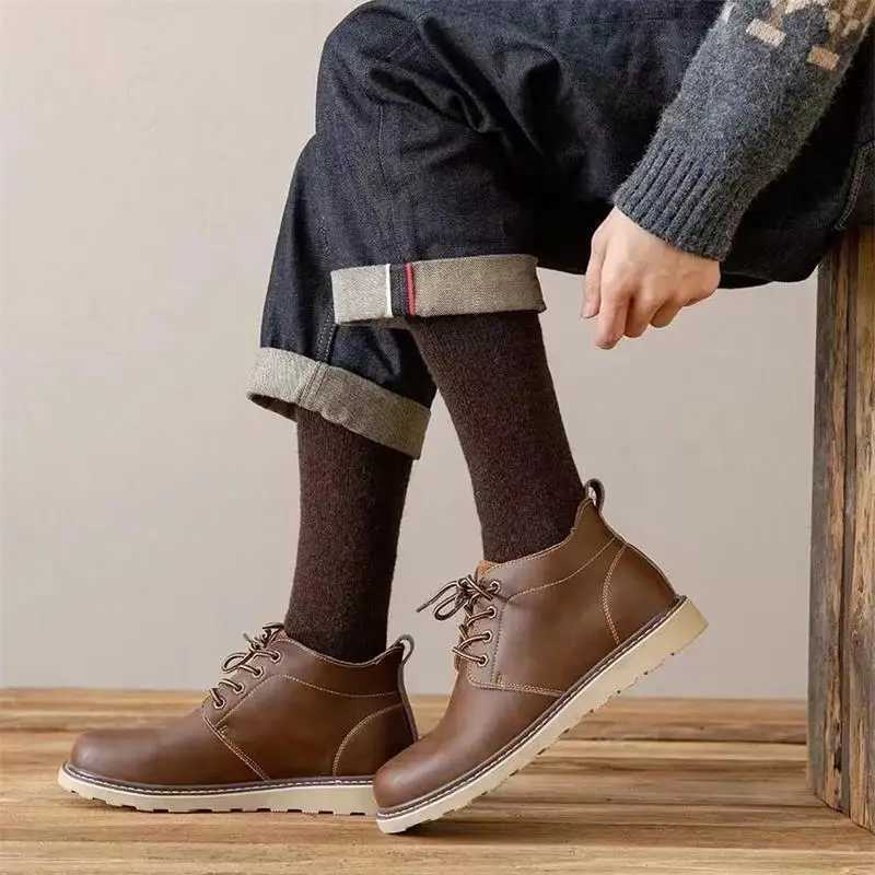 5pairs/Lot Winter Mens Wool Socks Knee High Socks Super Thick Warm Solid Color Soft Comfort Deodorant Snow Stockings EU38-46XJ241019