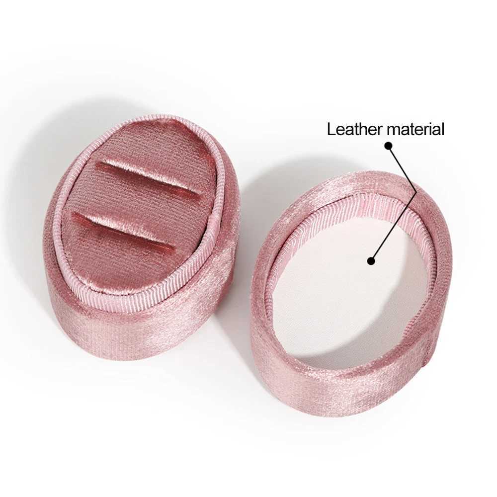 Flannel jewelry box oval ring box simple and exquisite velvet jewelry box double ring box for wedding gift packaging box W241019