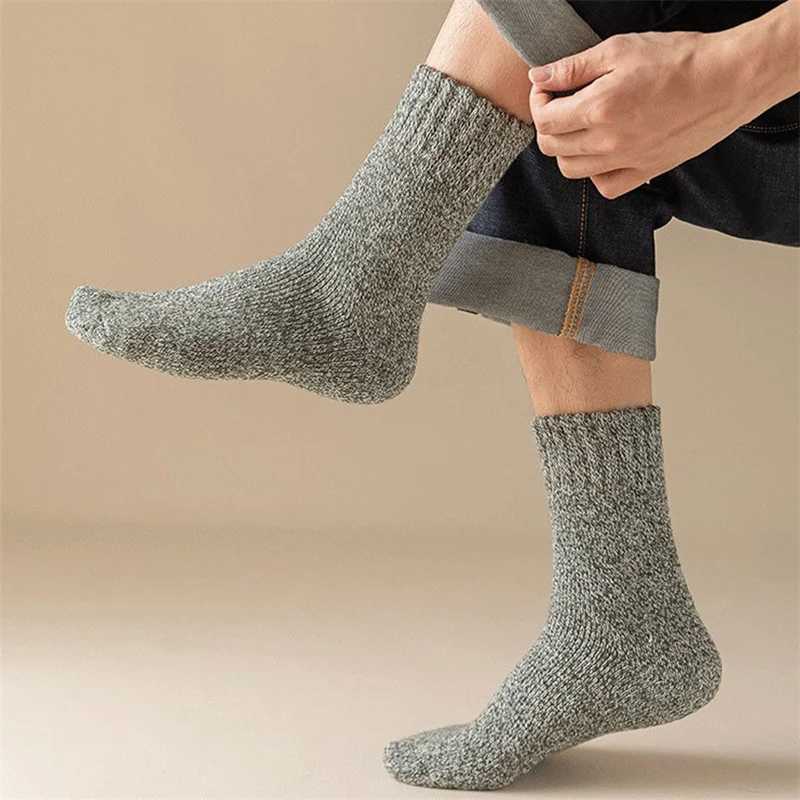 Men Super Thick Solid Sock Striped Wool Socks Against Cold Snow Winter Warm SockXJ241019
