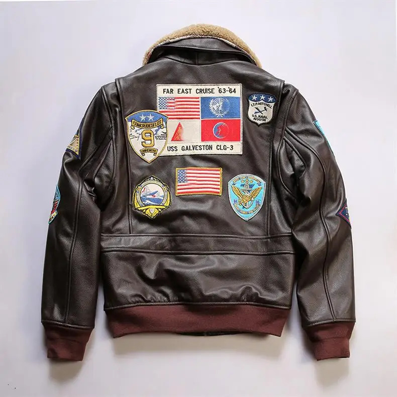 Men Pilot Genuine Leather Jacket Fashion 17 mark G1 pilot jacket Wool Collar Cowhide Winter Coats 241018