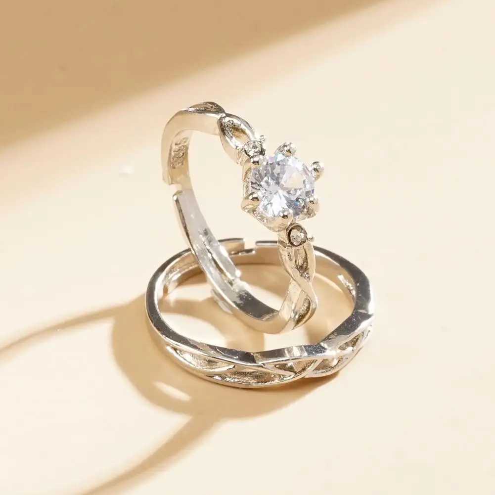Couple Ring Womens Adjustable Wedding Jewelry Romantic Promise Wedding Anniversary Jewelry Gift Y241019