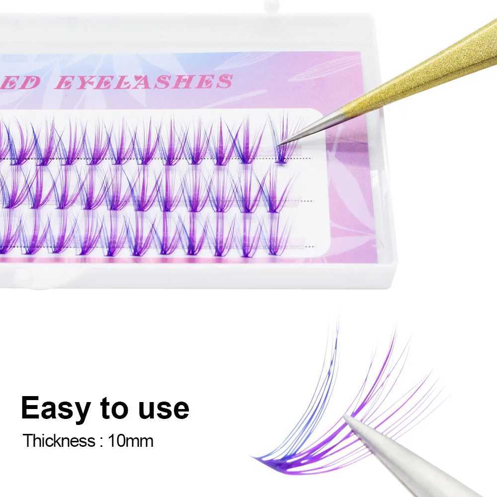 Natural Blue Colored Purple Mix Long 20D Volume Effect Lashes Cluster Eyelash Extension Faux Bunche Individual Makeup CiliasXJ2410