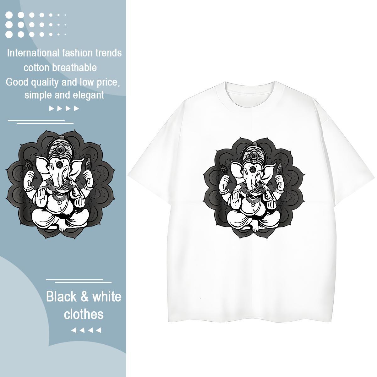 2024 DIY T Shirts Women 230g Cotton Crew Neck Casual elephant Unisex Tshirts Brand Custom Cartoon Clothes