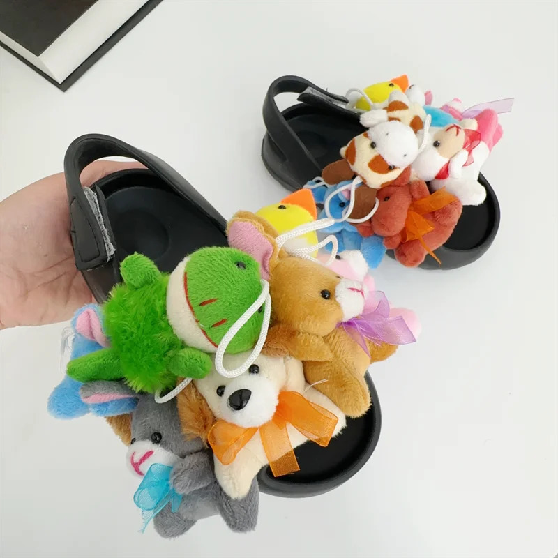 Cartoon childrens teddy bear slider for girls and women floor plush cotton fur warm slider for children fluffy teddy bear slider for boys 241018