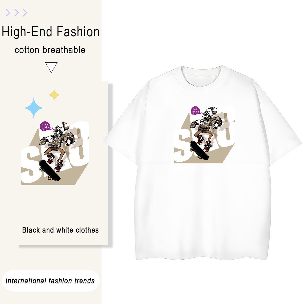 Custom Woman T Shirts 230g Pure Cotton Short sleeve Soft Beach skull Women Tees Free Shipping Custom Printed Tops Shirt