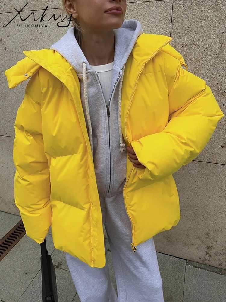 MiuKoMiYa Women Thicken Warm Parkas Winter Down Cotton Jacket With Hood Long Thick Padded Quilted Jackets Winter Coats GrayX241019