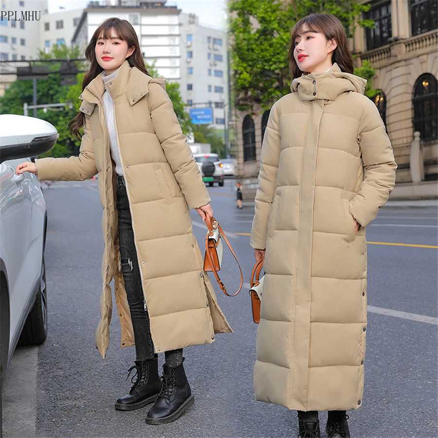 Casual Overcoats Snow Wear Hooded Long Parkas Cold Outwears Tops Korean Warm Thick Sobretudos Winter Cotton Padded Coats WomenX241019
