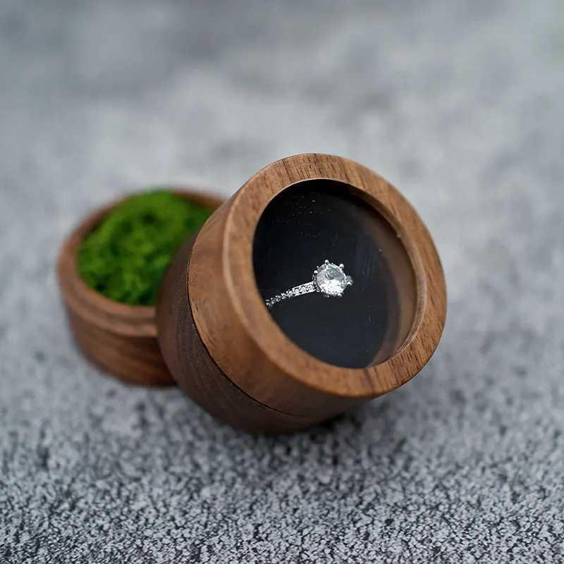 New wooden ring box jewelry display lover ring holder suggested engagement wedding organizer golden wedding anniversary gift W241019