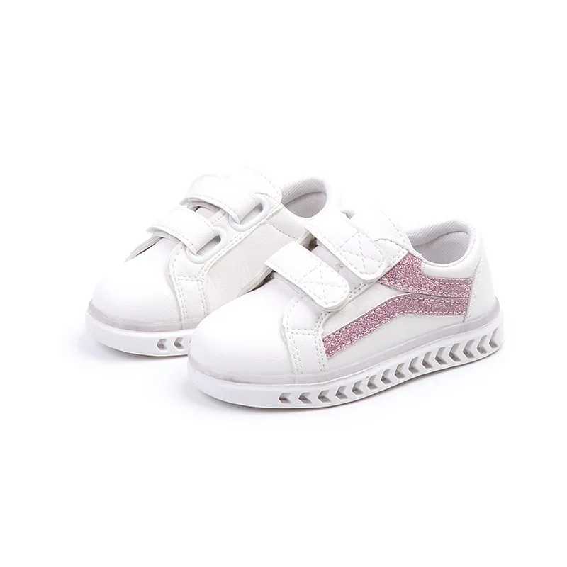 Athletic Outdoor Battery charging LED sports shoes childrens white shoes casual sports baby walking shoes illuminated skateboard soles H241019
