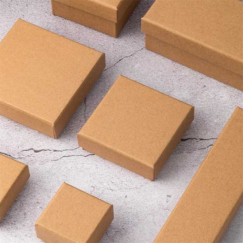 1 piece of kraft paper jewelry box bracelet necklace ring earring box handle wedding gift packaging box jewelry accessories W241019