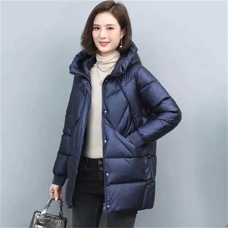 2023 Hooded Cotton Coat Womens Mid-Length Winter Jackets Elegant Mothers Parkas Padded Jacket Thick Down Padded Jacket VintageX241019