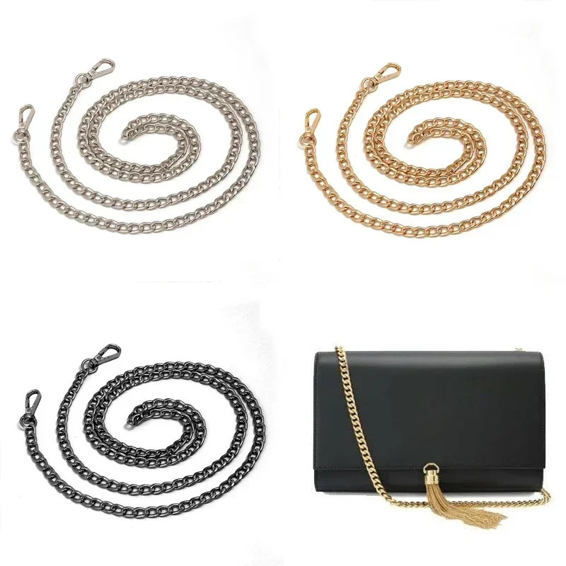 120cm Metal Aluminum Bag Chain Replacement Parts Accessories for HandWoven Shoulder Handbag DIY Handmade Detachable Straps 241017