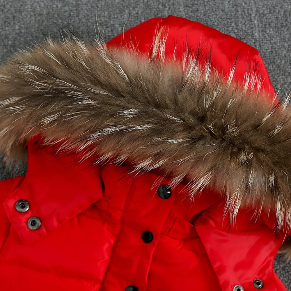 26 Years Autumn Winter Boys Jacket Warm Fur Collar Fashion Baby Girls Coat Hooded Zipper Outerwear Birthday Gift Kids Clothes 241018