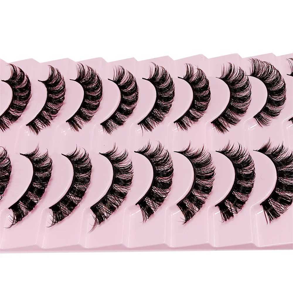 10 Pairs DD Curl Russian Strip Lashes Fluffy Volume False Eyelashes DD Curl Dramatic Messy Faux Mink Make Up Fake LashesXJ241019